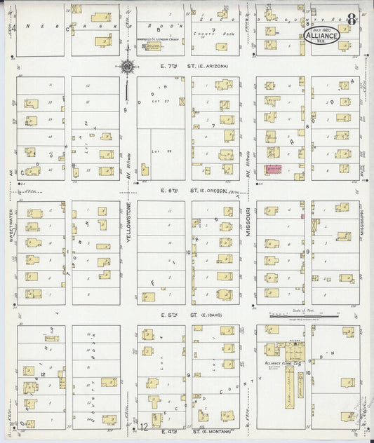 Sanborn Fire Insurance Map from Alliance, Box Butte County, Nebraska (1920), Sheet #0008 - Historic Sanborn Fire Insurance Map Print, vintage old map wall art, antique decor, genealogy gift, Nebraska Nebraska map