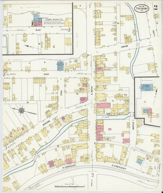 Sanborn Fire Insurance Map from Tremont, Schuylkill County, Pennsylvania (1911), Sheet #0002 - Historic Sanborn Fire Insurance Map Print, vintage old map wall art, antique decor, genealogy gift, Pennsylvania Pennsylvania map
