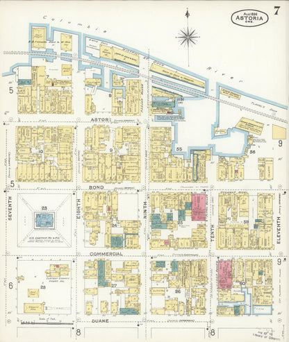 Sanborn Fire Insurance Map from Astoria, Clatsop County, Oregon (1896), Sheet #0007 - Complete Map Set gallery image, historic Sanborn map, vintage wall art, Oregon Oregon