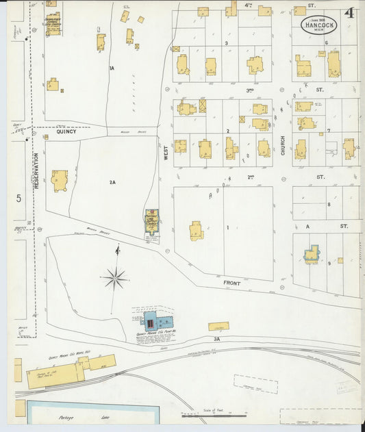 Sanborn Fire Insurance Map from Houghton, Houghton County, Michigan (1900), Sheet #0004 - Historic Sanborn Fire Insurance Map Print, vintage old map wall art, antique decor, genealogy gift, Michigan Michigan map