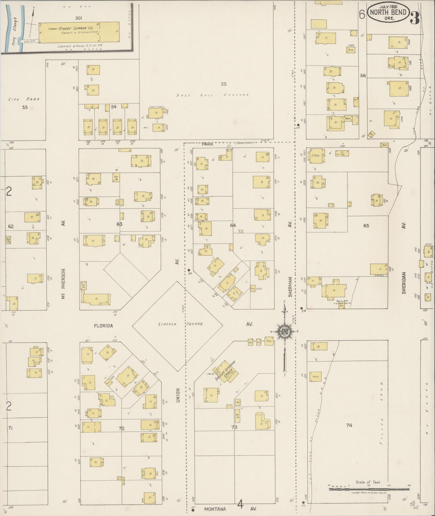 Sanborn Fire Insurance Map from North Bend, Coos County, Oregon (1920), Sheet #0003 - Complete Map Set gallery image, historic Sanborn map, vintage wall art, Oregon Oregon