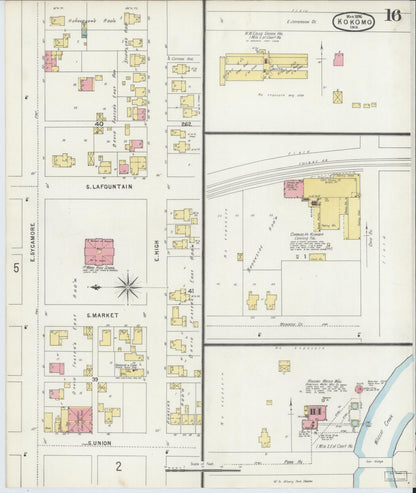 Sanborn Fire Insurance Map from Kokomo, Howard County, Indiana (1896), Sheet #0016 - Historic Sanborn Fire Insurance Map Print, vintage old map wall art, antique decor, genealogy gift, Indiana Indiana map