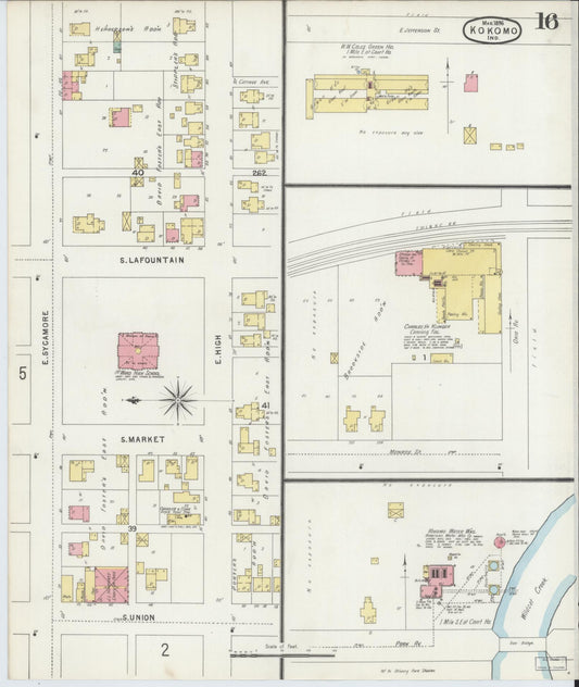 Sanborn Fire Insurance Map from Kokomo, Howard County, Indiana (1896), Sheet #0016 - Historic Sanborn Fire Insurance Map Print, vintage old map wall art, antique decor, genealogy gift, Indiana Indiana map