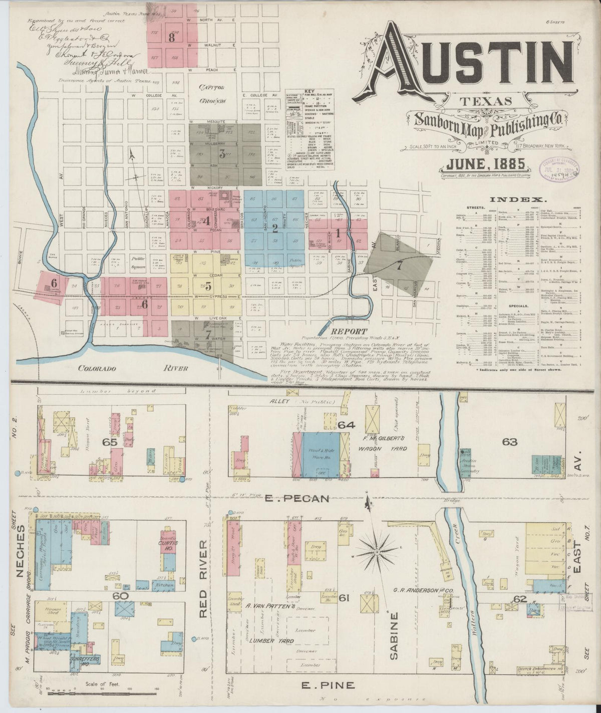 Sanborn Fire Insurance Map from Austin, Travis County, Texas (1885), Sheet #0001 - Complete Map Set gallery image, historic Sanborn map, vintage wall art, Texas Texas