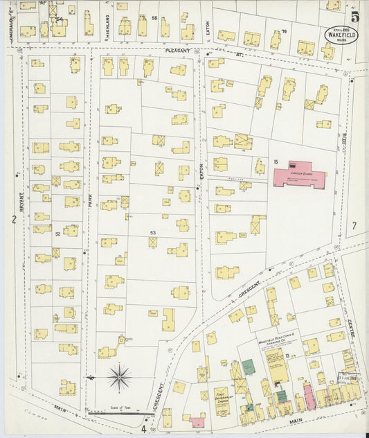 Sanborn Fire Insurance Map from Wakefield, Middlesex County, Massachusetts (1903), Sheet #0005 - Historic Sanborn Fire Insurance Map Print, vintage old map wall art, antique decor, genealogy gift, Massachusetts Massachusetts map