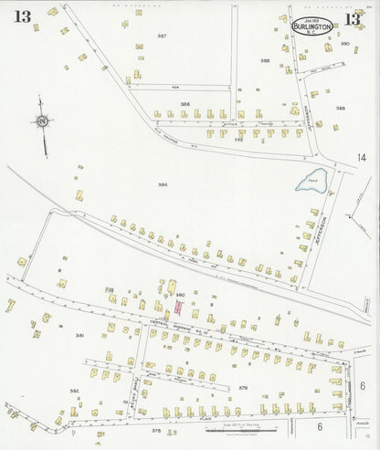Sanborn Fire Insurance Map from Burlington, Alamance County, North Carolina (1929), Sheet #0013 - Complete Map Set gallery image, historic Sanborn map, vintage wall art, North Carolina North Carolina