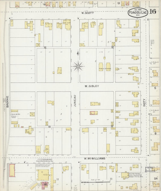 Sanborn Fire Insurance Map from Fond du Lac, Fond du Lac County, Wisconsin (1892), Sheet #0016 - Historic Sanborn Fire Insurance Map Print, vintage old map wall art, antique decor, genealogy gift, Wisconsin Wisconsin map