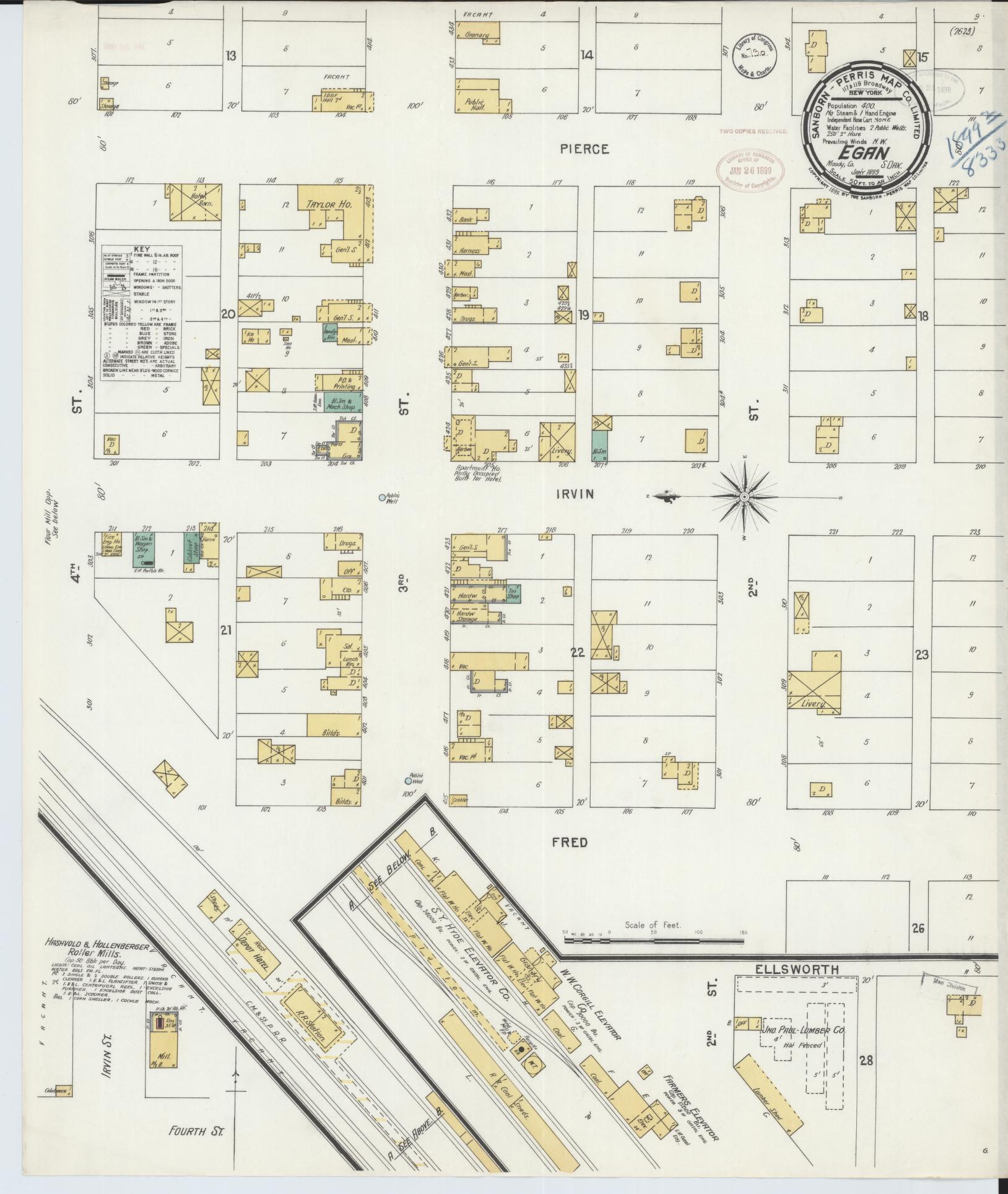 Sanborn Fire Insurance Map from Egan, Moody County, South Dakota (1899), Sheet #0001 - Historic Sanborn Fire Insurance Map Print, vintage old map wall art, antique decor, genealogy gift, South Dakota South Dakota map