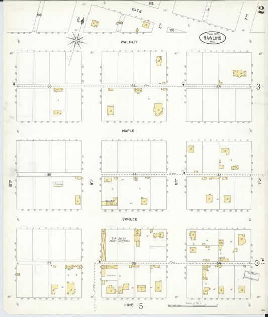 Sanborn Fire Insurance Map from Rawlins, Carbon County, Wyoming (1903), Sheet #0002 - Historic Sanborn Fire Insurance Map Print, vintage old map wall art, antique decor, genealogy gift, Wyoming Wyoming map