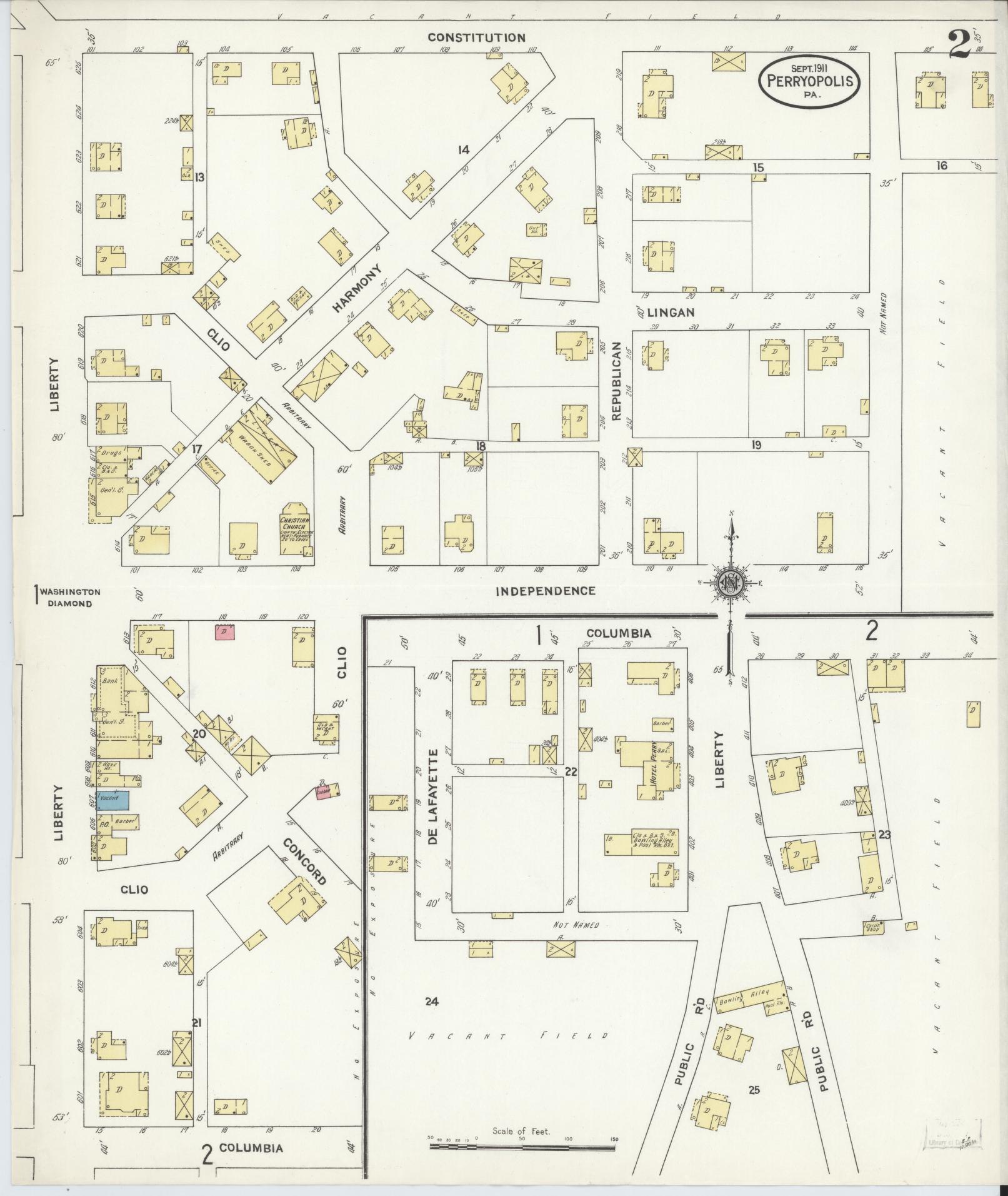 Sanborn Fire Insurance Map from Perryopolis, Fayette County, Pennsylvania (1911), Sheet #0002 - Complete Map Set gallery image, historic Sanborn map, vintage wall art, Pennsylvania Pennsylvania