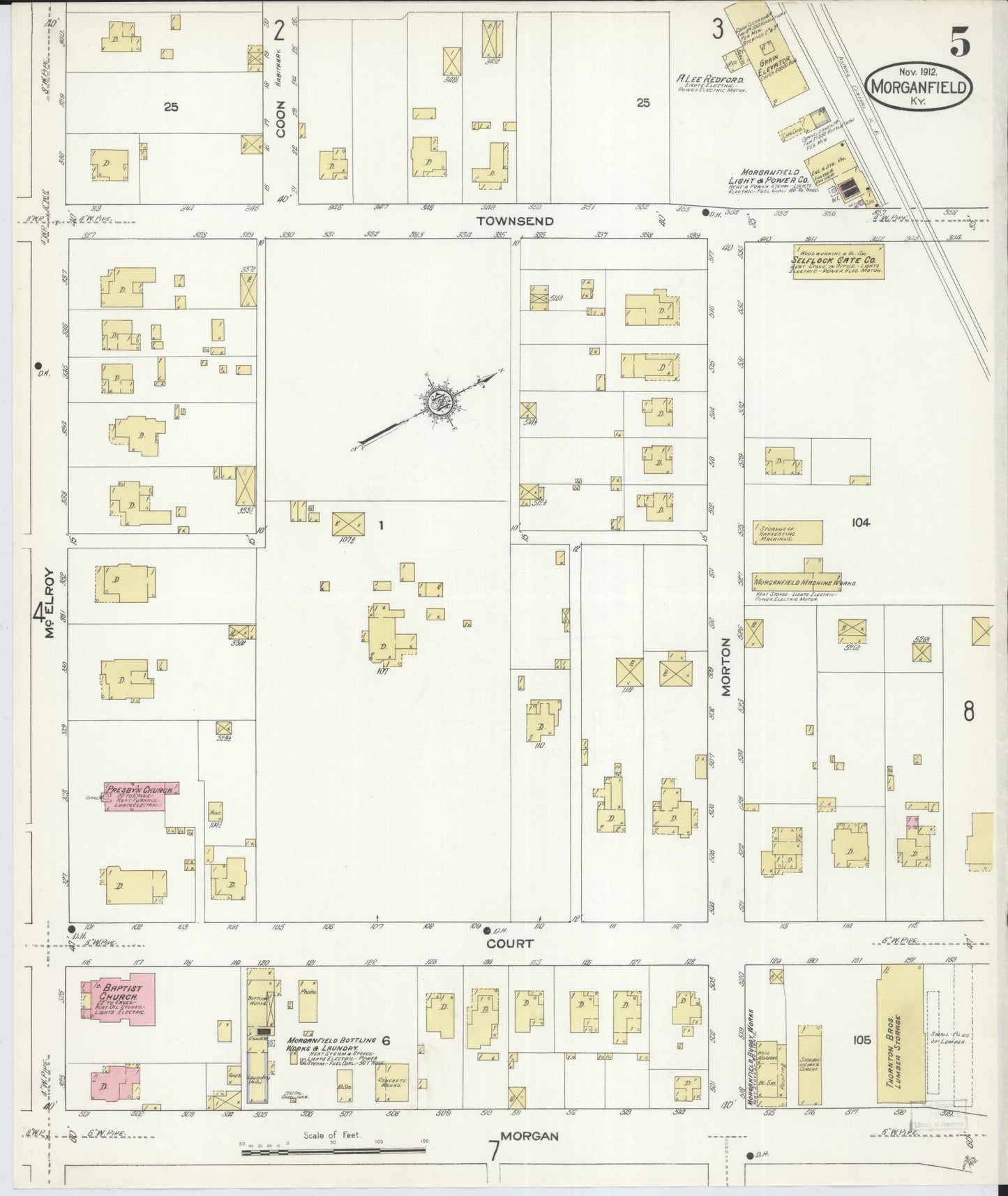 Sanborn Fire Insurance Map from Morganfield, Union County, Kentucky (1912), Sheet #0005 - Complete Map Set gallery image, historic Sanborn map, vintage wall art, Kentucky Kentucky