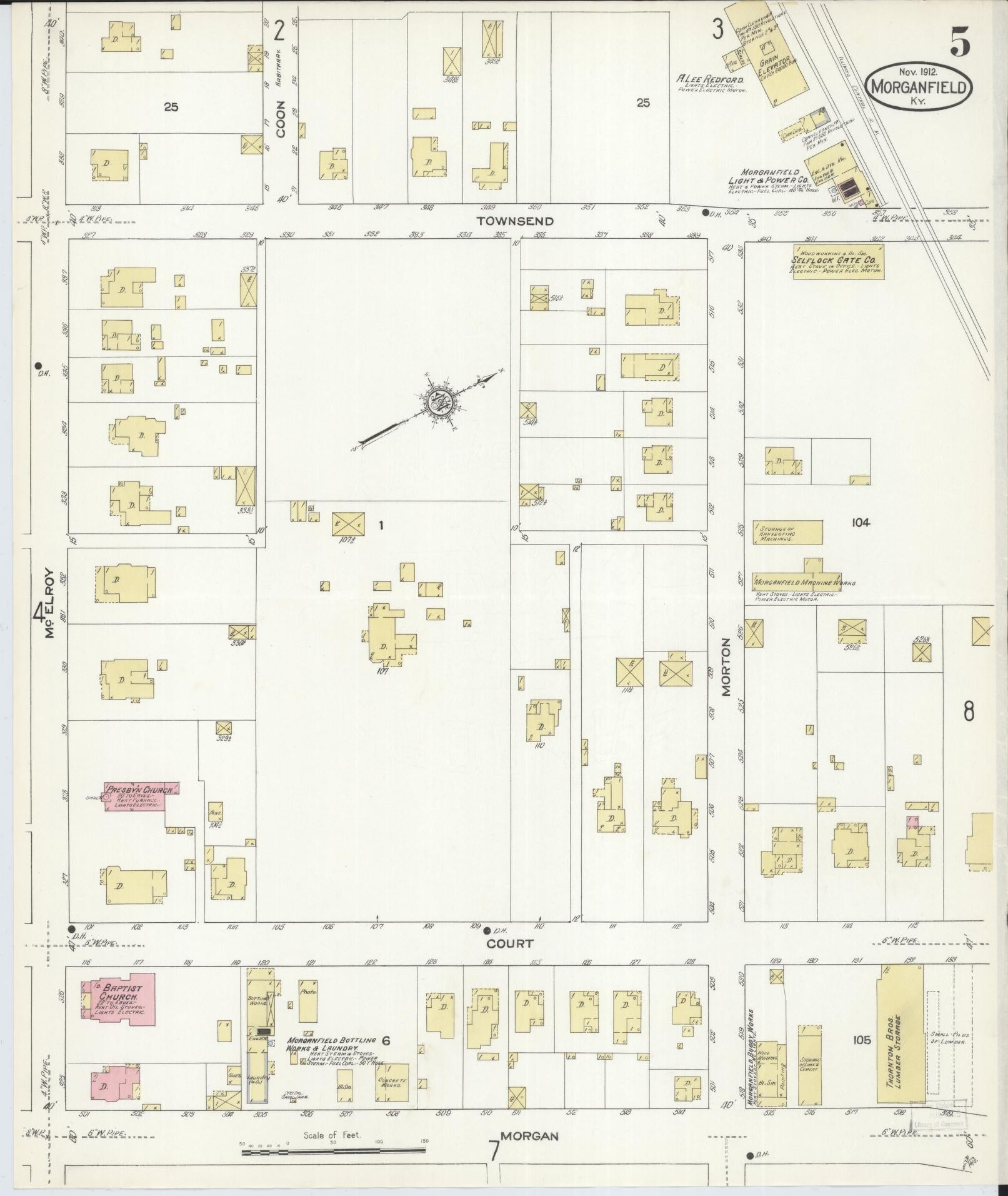 Sanborn Fire Insurance Map from Morganfield, Union County, Kentucky (1912), Sheet #0005 - Complete Map Set gallery image, historic Sanborn map, vintage wall art, Kentucky Kentucky