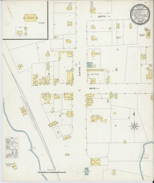 Sanborn Fire Insurance Map from Antlers, Pushmataha County, Oklahoma (1896), Sheet #0001 - Historic Sanborn Fire Insurance Map Print, vintage old map wall art, antique decor, genealogy gift, Oklahoma Oklahoma map
