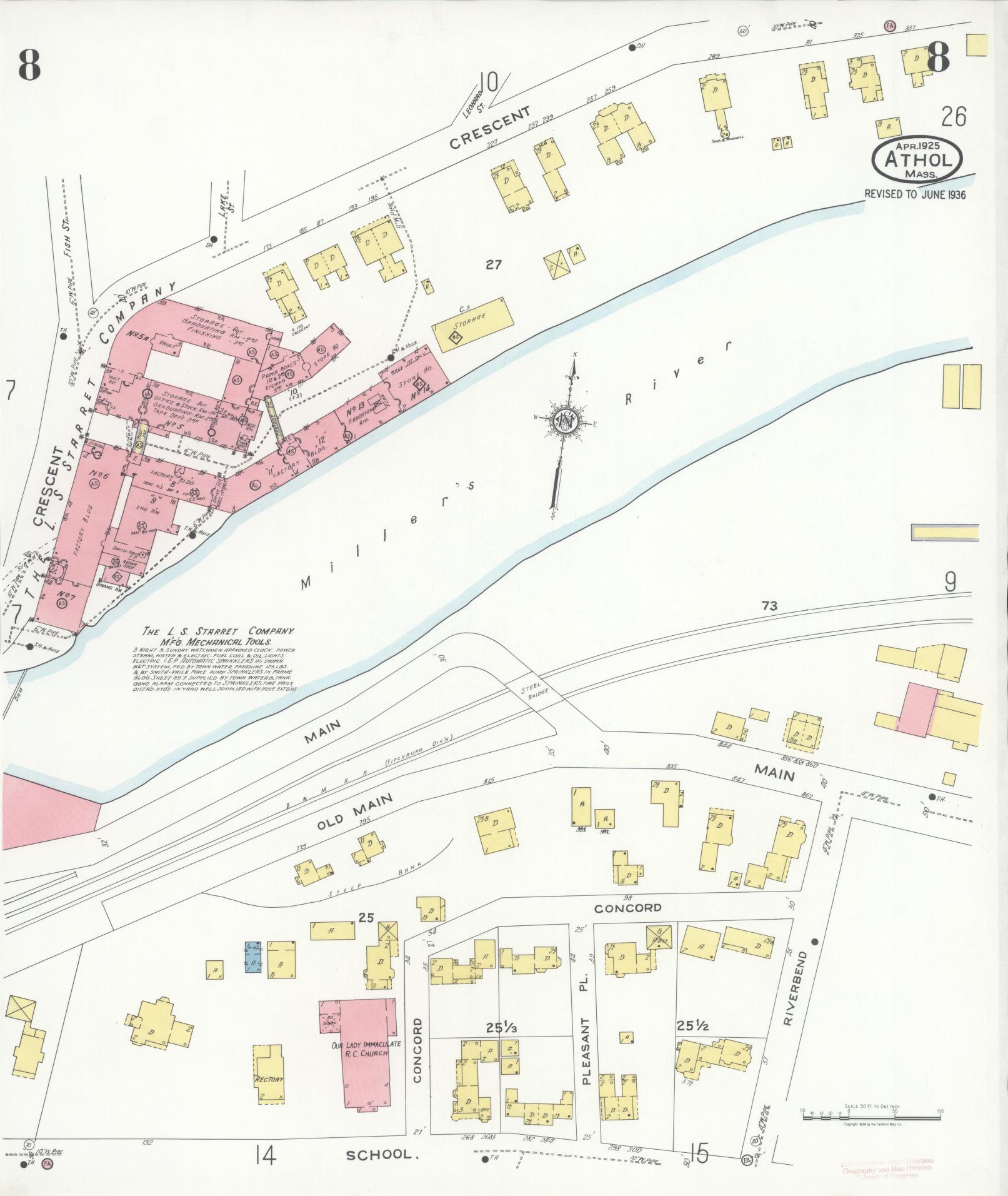 Sanborn Fire Insurance Map from Athol, Worcester County, Massachusetts (1936), Sheet #0008 - Complete Map Set gallery image, historic Sanborn map, vintage wall art, Massachusetts Massachusetts