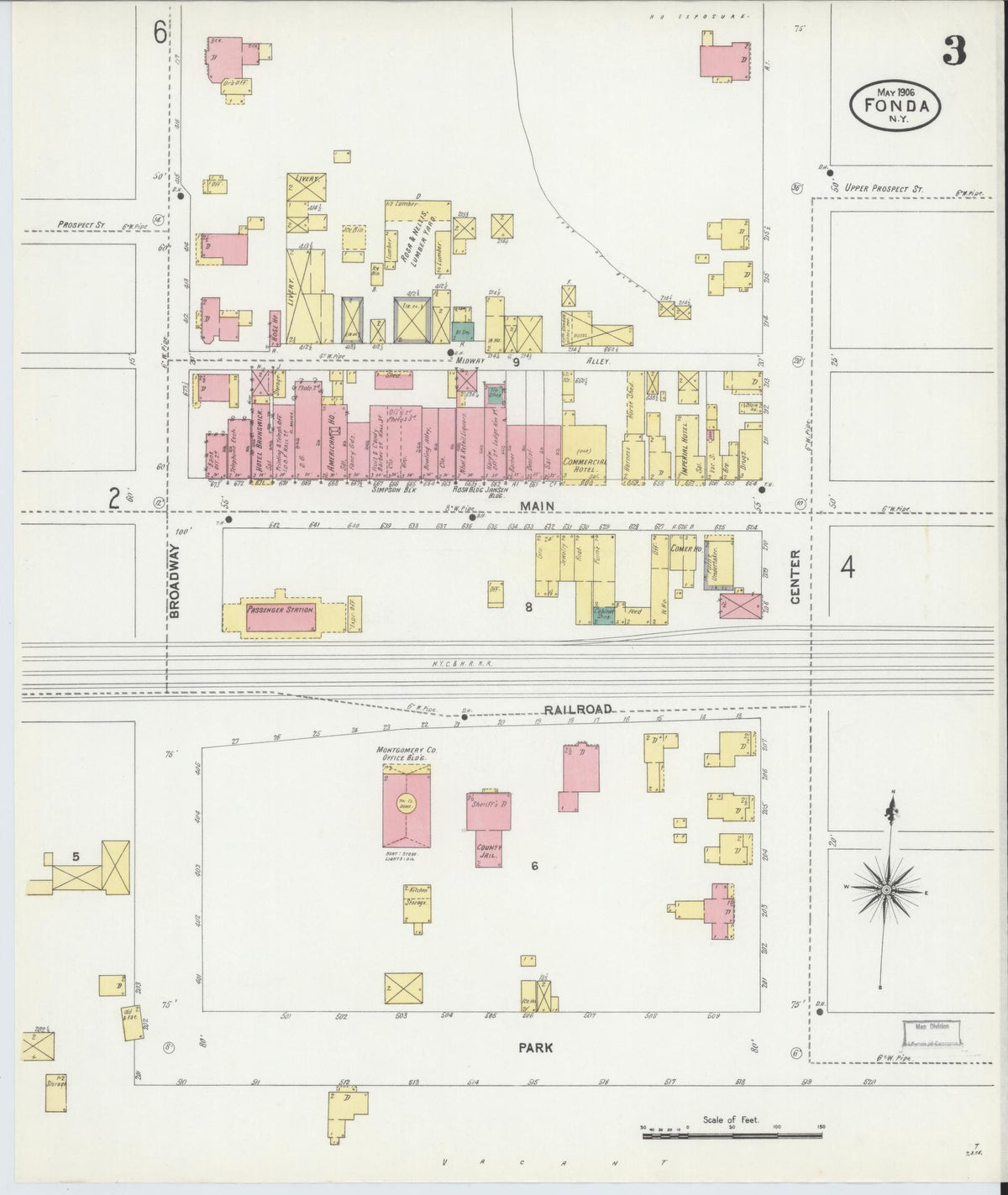 Sanborn Fire Insurance Map from Fonda, Montgomery County, New York (1906), Sheet #0003 - Complete Map Set gallery image, historic Sanborn map, vintage wall art, New York New York