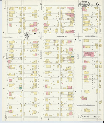 Sanborn Fire Insurance Map from Circleville, Pickaway County, Ohio (1907), Sheet #0006 - Historic Sanborn Fire Insurance Map Print, vintage old map wall art, antique decor, genealogy gift, Ohio Ohio map