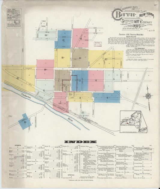 Sanborn Fire Insurance Map from Bath, Steuben County, New York. (1915) – Historic Sanborn Fire Insurance Map Print