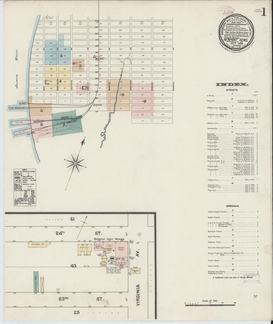 Sanborn Fire Insurance Map from Newport News, Independent Cities, Virginia. (1889) – Historic Sanborn Fire Insurance Map Print