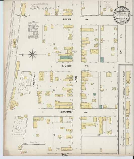 Sanborn Fire Insurance Map from Bowdle, Edmunds County, South Dakota (1893), Sheet #0001 - Historic Sanborn Fire Insurance Map Print, vintage old map wall art, antique decor, genealogy gift, South Dakota South Dakota map