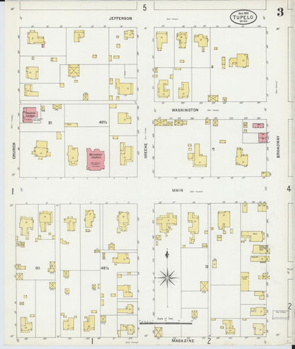 Sanborn Fire Insurance Map from Tupelo, Lee County, Mississippi (1903), Sheet #0003 - Complete Map Set gallery image, historic Sanborn map, vintage wall art, Mississippi Mississippi