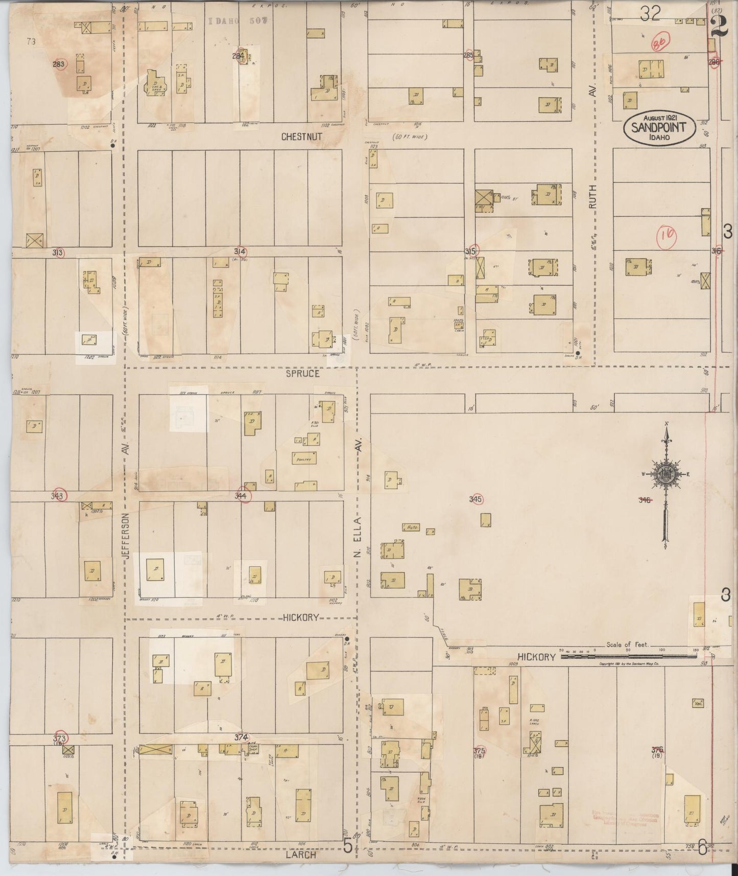 Sanborn Fire Insurance Map from Sandpoint, Bonner County, Idaho (1948), Sheet #0002 - Complete Map Set gallery image, historic Sanborn map, vintage wall art, Idaho Idaho