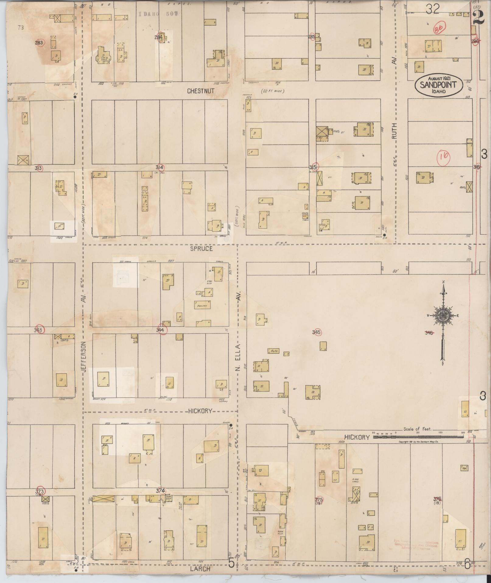 Sanborn Fire Insurance Map from Sandpoint, Bonner County, Idaho (1948), Sheet #0002 - Complete Map Set gallery image, historic Sanborn map, vintage wall art, Idaho Idaho