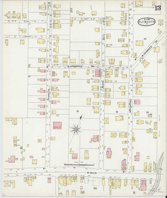 Sanborn Fire Insurance Map from Plymouth, Luzerne County, Pennsylvania (1896), Sheet #0013 - Historic Sanborn Fire Insurance Map Print, vintage old map wall art, antique decor, genealogy gift, Pennsylvania Pennsylvania map