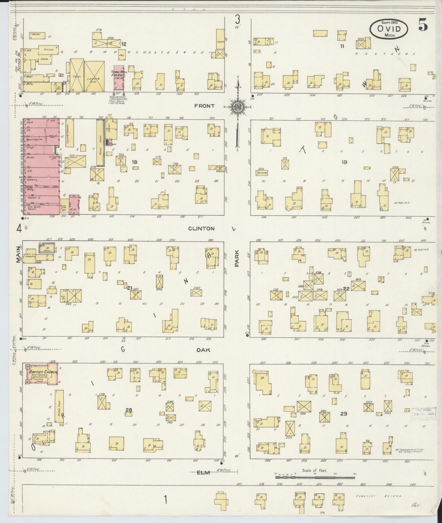 Sanborn Fire Insurance Map from Ovid, Clinton County, Michigan (1910), Sheet #0005 - Complete Map Set gallery image, historic Sanborn map, vintage wall art, Michigan Michigan