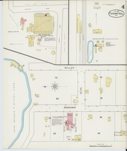Sanborn Fire Insurance Map from Pleasant Hill, Cass County, Missouri (1893), Sheet #0004 - Historic Sanborn Fire Insurance Map Print, vintage old map wall art, antique decor, genealogy gift, Missouri Missouri map