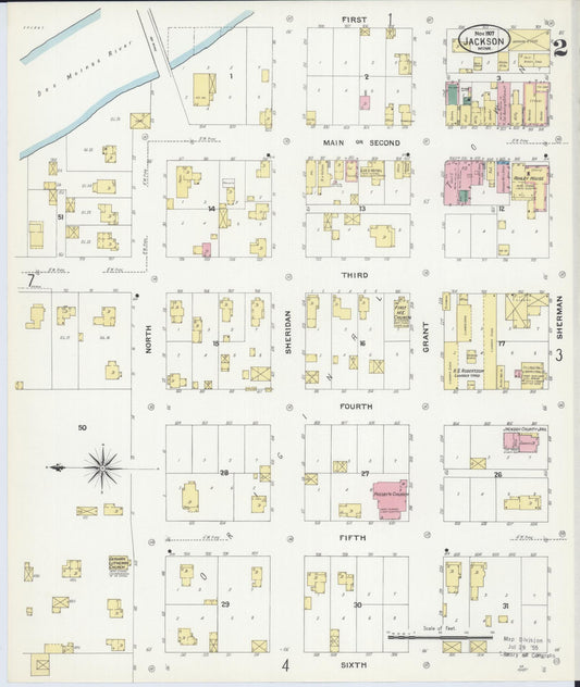Sanborn Fire Insurance Map from Jackson, Jackson County, Minnesota (1907), Sheet #0002 - Historic Sanborn Fire Insurance Map Print, vintage old map wall art, antique decor, genealogy gift, Minnesota Minnesota map