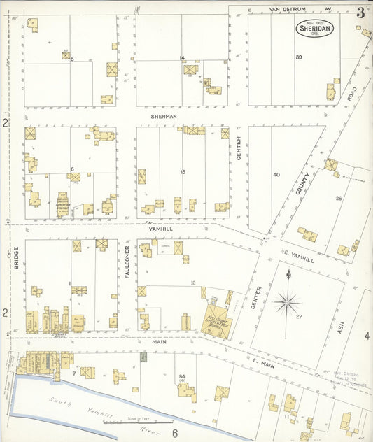Sanborn Fire Insurance Map from Sheridan, Yamhill County, Oregon (1905), Sheet #0003 - Historic Sanborn Fire Insurance Map Print, vintage old map wall art, antique decor, genealogy gift, Oregon Oregon map