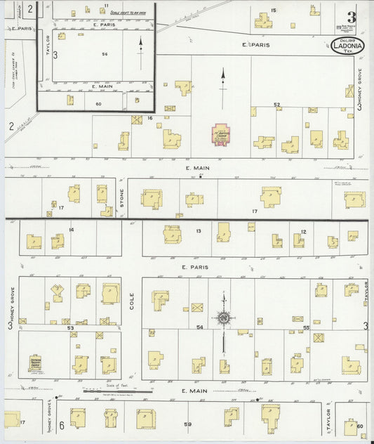 Sanborn Fire Insurance Map from Ladonia, Fannin County, Texas (1919), Sheet #0003 - Historic Sanborn Fire Insurance Map Print, vintage old map wall art, antique decor, genealogy gift, Texas Texas map