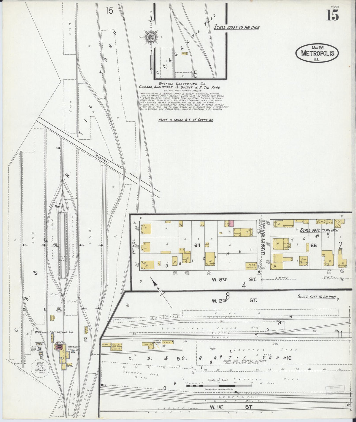 Sanborn Fire Insurance Map from Metropolis, Massac County, Illinois (1921), Sheet #0015 - Complete Map Set gallery image, historic Sanborn map, vintage wall art, Illinois Illinois