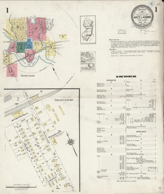 Sanborn Fire Insurance Map from May's Landing, Atlantic County, New Jersey. (1924) – Historic Sanborn Fire Insurance Map Print
