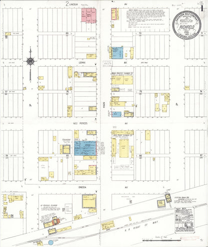 Sanborn Fire Insurance Map from Richfield, Lincoln County, Idaho (1920), Sheet #0001 - Complete Map Set gallery image, historic Sanborn map, vintage wall art, Idaho Idaho