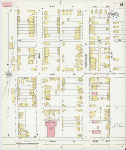 Sanborn Fire Insurance Map from Tyrone, Blair County, Pennsylvania (1901), Sheet #0006 - Complete Map Set gallery image, historic Sanborn map, vintage wall art, Pennsylvania Pennsylvania