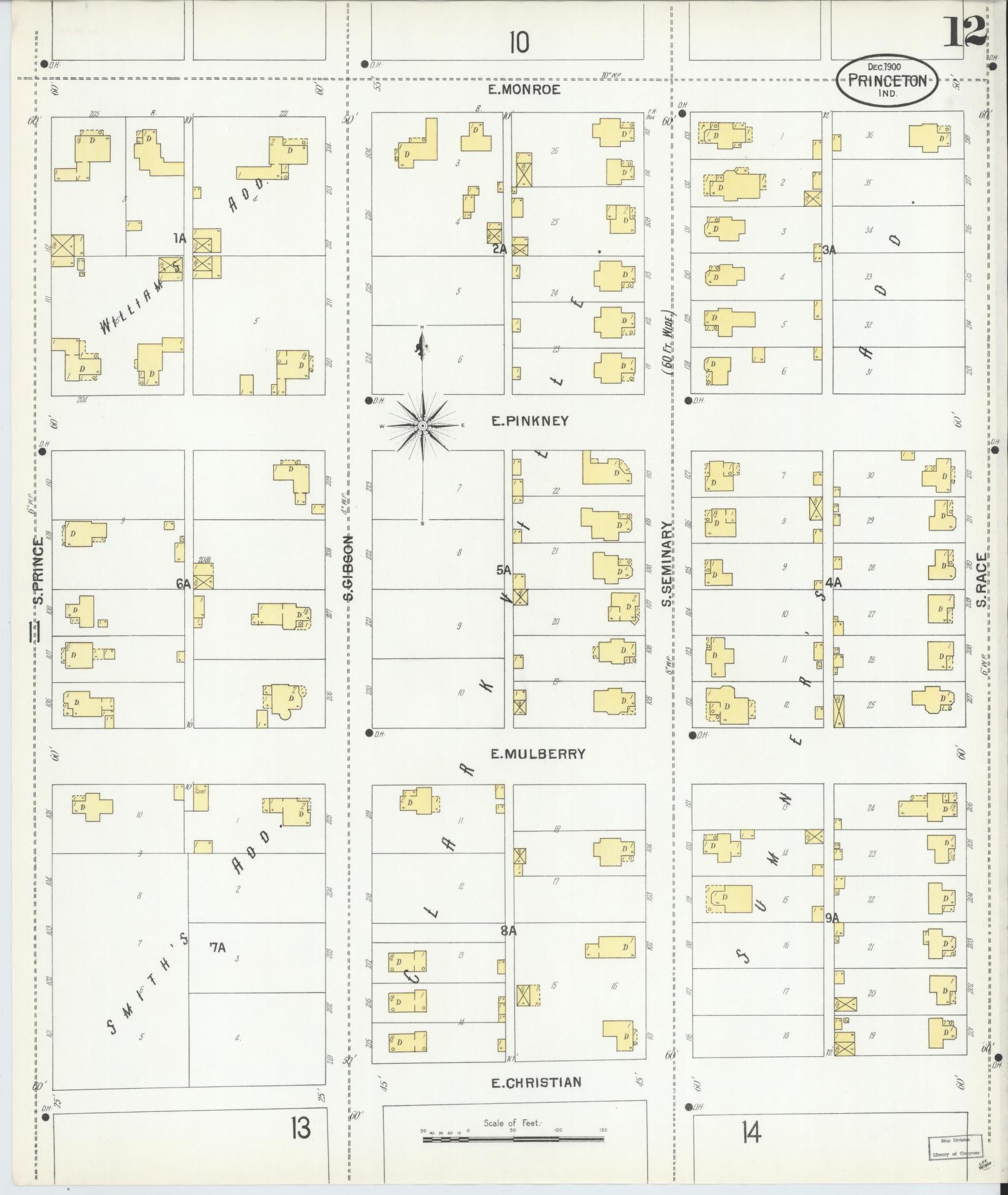Sanborn Fire Insurance Map from Princeton, Gibson County, Indiana (1900), Sheet #0012 - Complete Map Set gallery image, historic Sanborn map, vintage wall art, Indiana Indiana