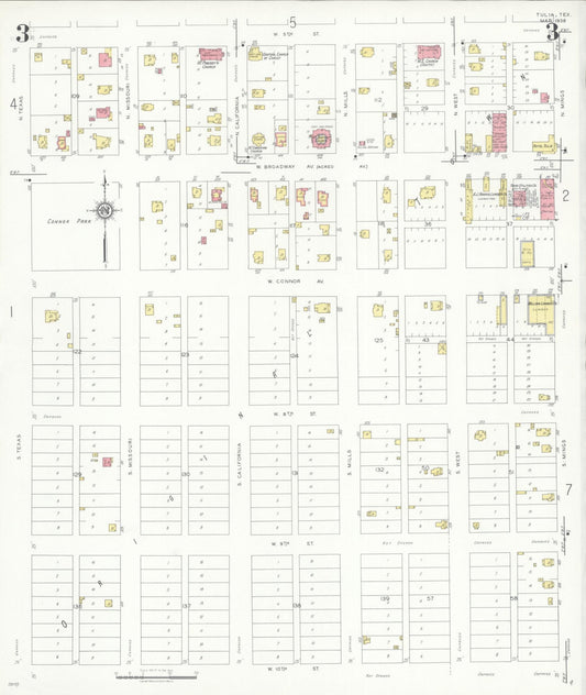 Sanborn Fire Insurance Map from Tulia, Swisher County, Texas (1936), Sheet #0003 - Historic Sanborn Fire Insurance Map Print, vintage old map wall art, antique decor, genealogy gift, Texas Texas map