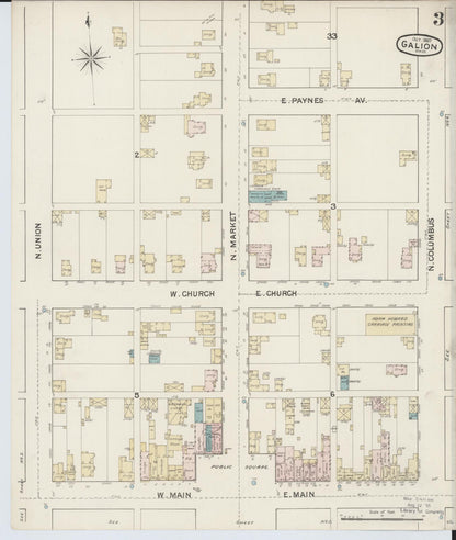 Sanborn Fire Insurance Map from Galion, Crawford County, Ohio (1887), Sheet #0003 - Historic Sanborn Fire Insurance Map Print, vintage old map wall art, antique decor, genealogy gift, Ohio Ohio map