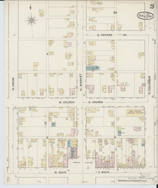 Sanborn Fire Insurance Map from Galion, Crawford County, Ohio (1887), Sheet #0003 - Historic Sanborn Fire Insurance Map Print, vintage old map wall art, antique decor, genealogy gift, Ohio Ohio map