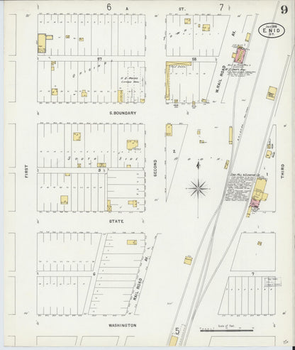 Sanborn Fire Insurance Map from Enid, Garfield County, Oklahoma (1898), Sheet #0009 - Complete Map Set gallery image, historic Sanborn map, vintage wall art, Oklahoma Oklahoma