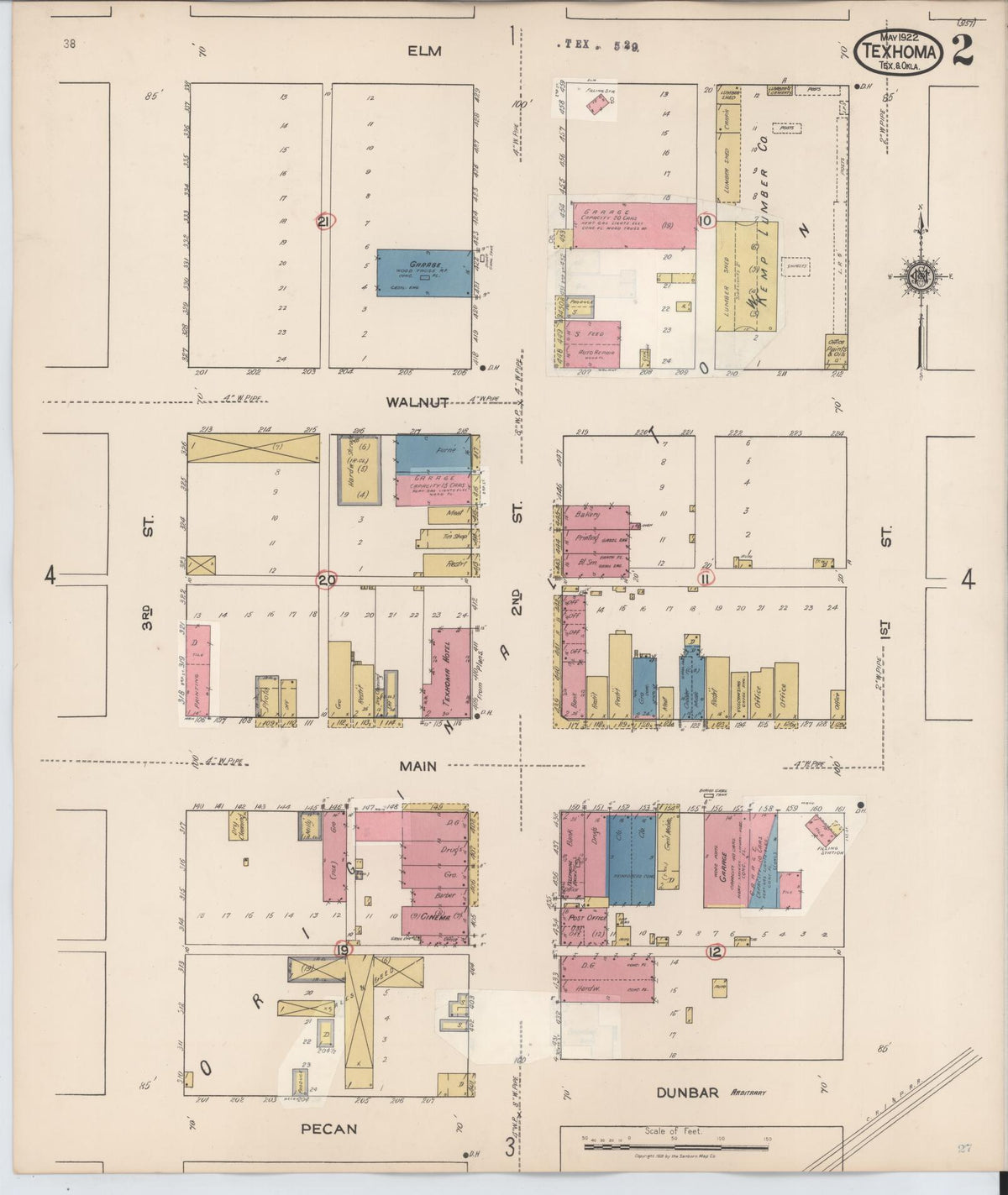 Sanborn Fire Insurance Map from Texhoma, Texas County, Oklahoma and Sherman County, Texas, Texas (1930), Sheet #0002 - Complete Map Set gallery image, historic Sanborn map, vintage wall art, Texhoma Texas