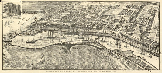 Bird's-eye view of San Pedro, Cal. (1905) – Historic Bird’s-Eye View Panorama Print