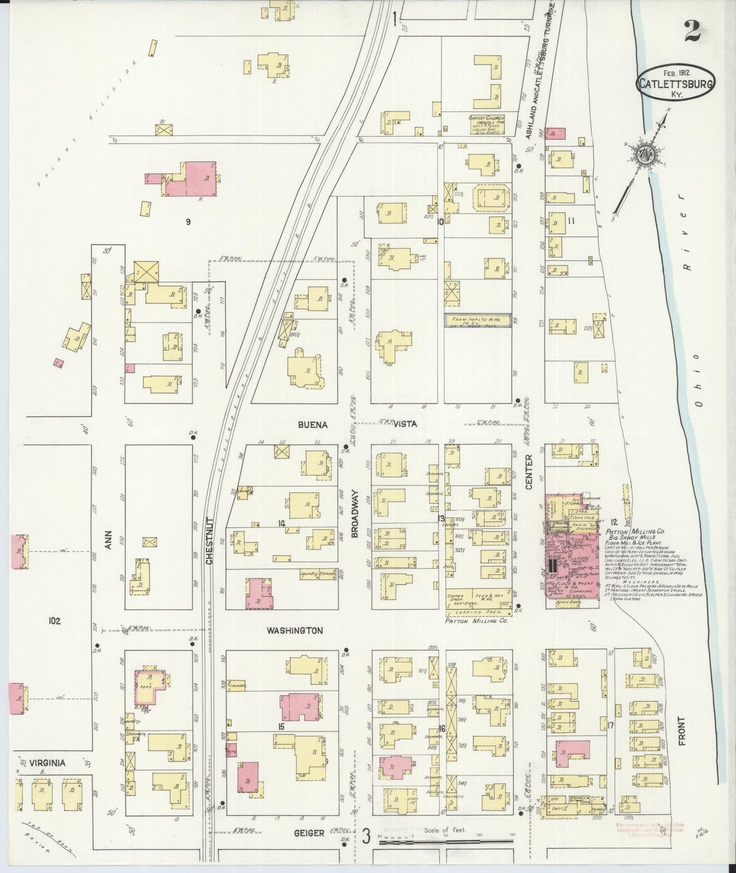 Sanborn Fire Insurance Map from Catlettsburg, Boyd County, Kentucky (1912), Sheet #0002 - Complete Map Set gallery image, historic Sanborn map, vintage wall art, Kentucky Kentucky
