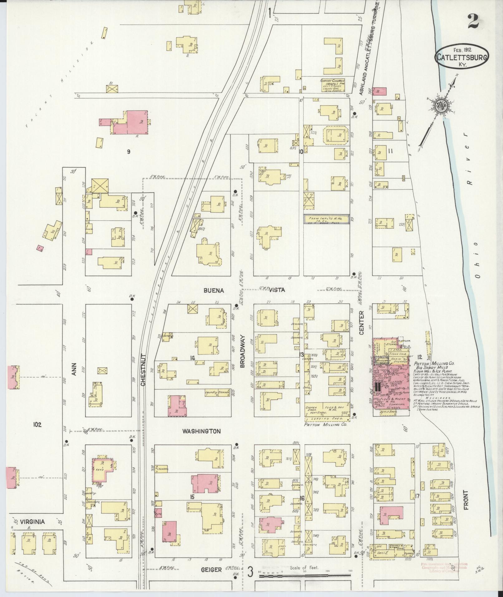 Sanborn Fire Insurance Map from Catlettsburg, Boyd County, Kentucky (1912), Sheet #0002 - Complete Map Set gallery image, historic Sanborn map, vintage wall art, Kentucky Kentucky