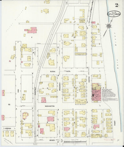 Sanborn Fire Insurance Map from Catlettsburg, Boyd County, Kentucky (1912), Sheet #0002 - Complete Map Set gallery image, historic Sanborn map, vintage wall art, Kentucky Kentucky