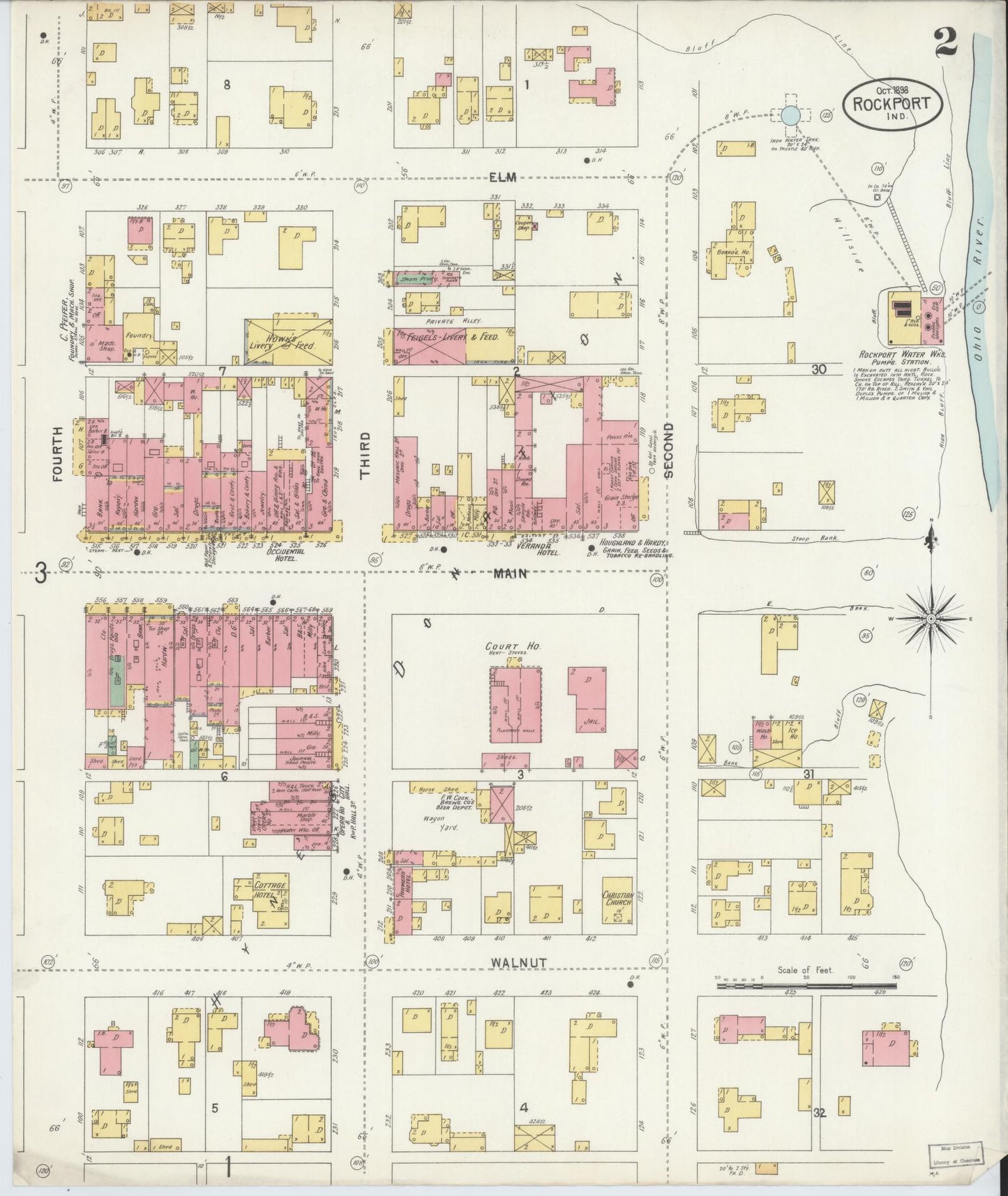 Sanborn Fire Insurance Map from Rockport, Spencer County, Indiana (1898), Sheet #0002 - Complete Map Set gallery image, historic Sanborn map, vintage wall art, Indiana Indiana