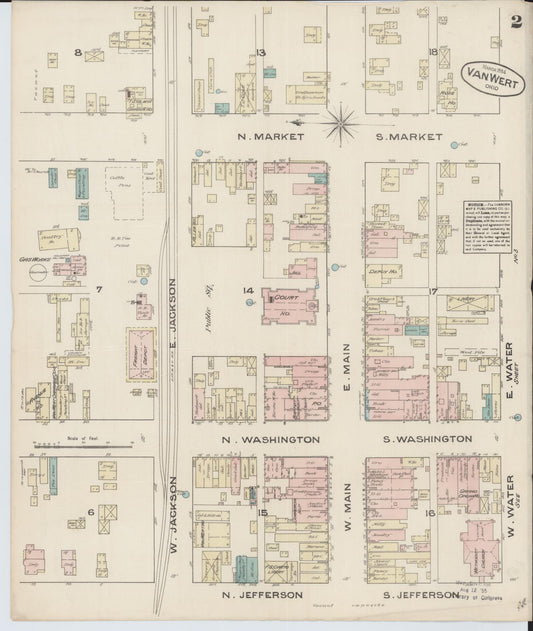 Sanborn Fire Insurance Map from Van Wert, Van Wert County, Ohio (1884), Sheet #0002 - Historic Sanborn Fire Insurance Map Print, vintage old map wall art, antique decor, genealogy gift, Ohio Ohio map