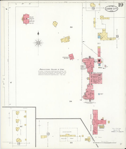 Sanborn Fire Insurance Map from Logan, Cache County, Utah (1900), Sheet #0019 - Historic Sanborn Fire Insurance Map Print, vintage old map wall art, antique decor, genealogy gift, Utah Utah map