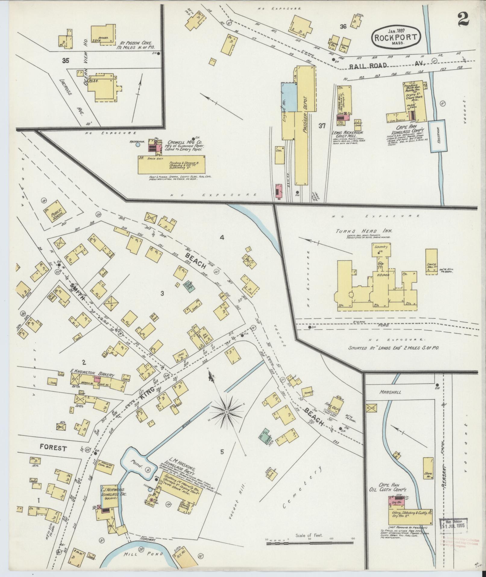 Sanborn Fire Insurance Map from Rockport, Essex County, Massachusetts (1897), Sheet #0002 - Historic Sanborn Fire Insurance Map Print, vintage old map wall art, antique decor, genealogy gift, Massachusetts Massachusetts map